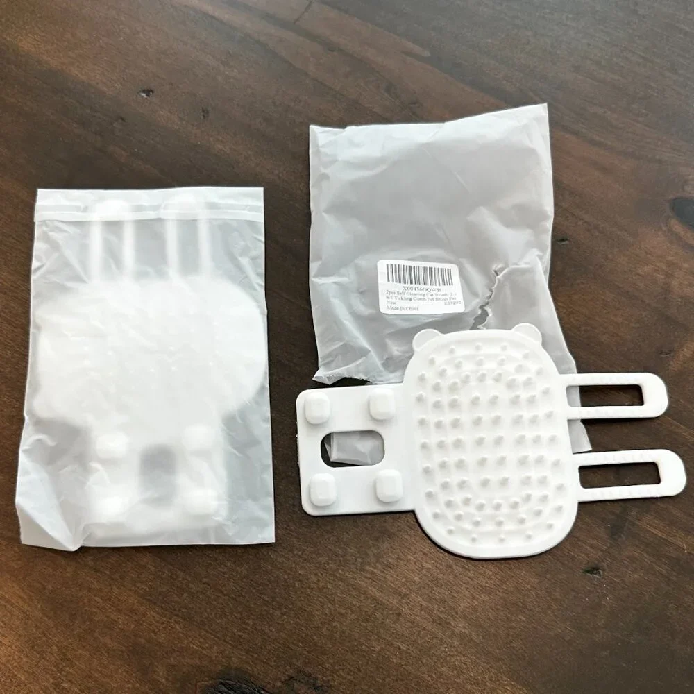 Two (2) Self Cleaning Cat Brush & Scratcher - White